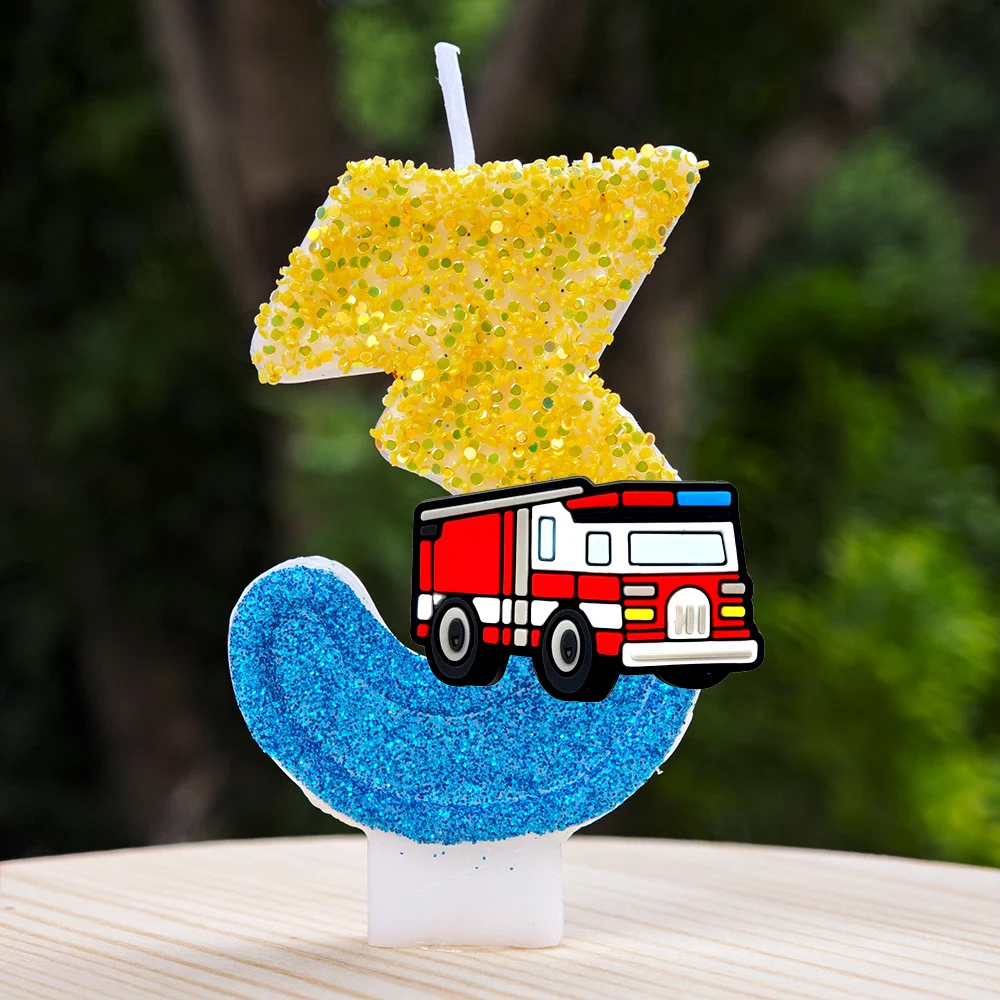 Fire Engine Candle Cute Cartoon Shape Non-toxic Safe Material Cake Decoration for Kids Birthday Party Baby Shower Celebration view 5