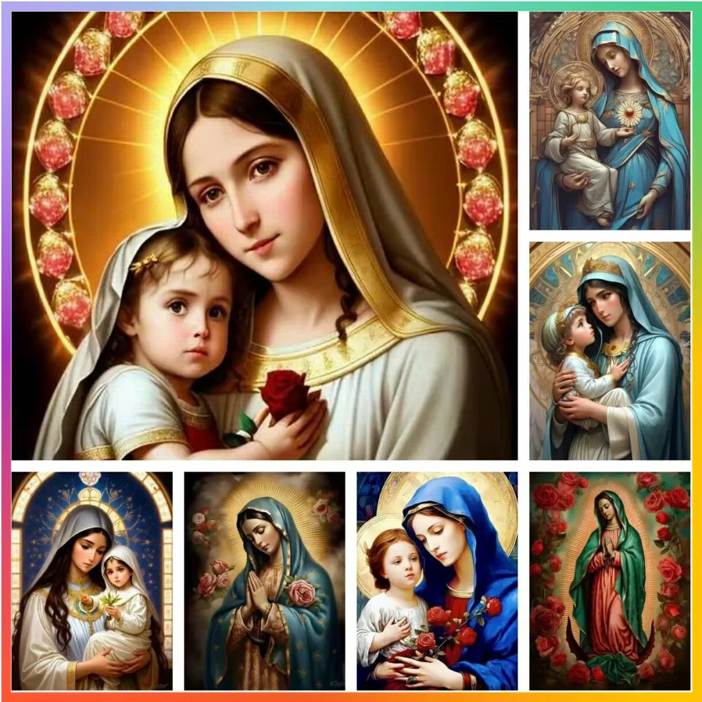 1PC frameless Virgin Mary Prays J Crafts Artificial Embroidery Stitch Mosaic Art 5d Diamond Painting Kids Handcraft Gift Garden