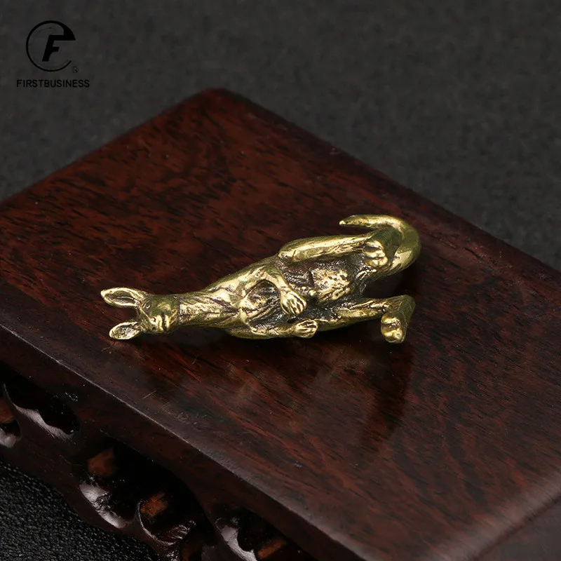 Vintage Brass Kangaroo Figurines Miniatures Tea Pets Crafts Desktop Small Ornaments Animal Statue Home Decors Accessories Gifts