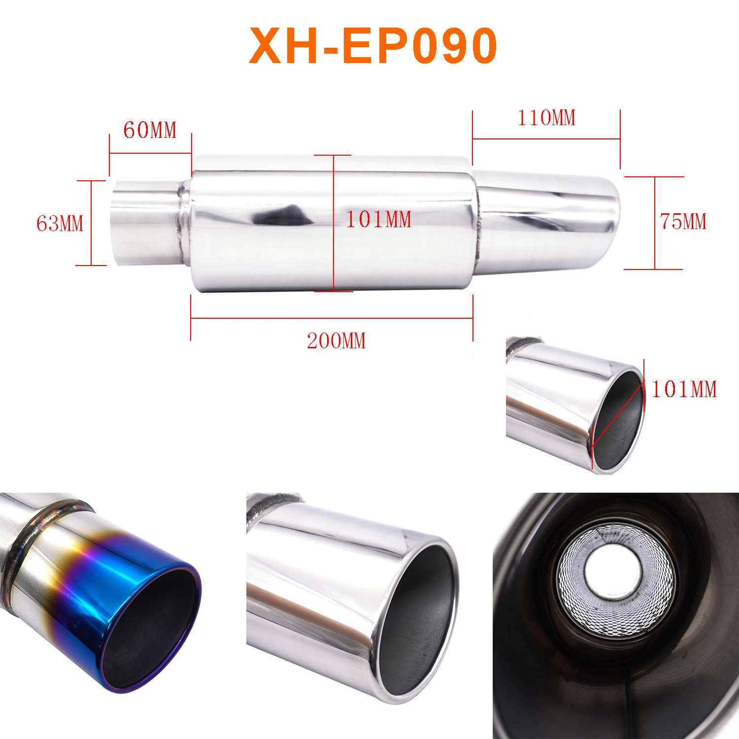 Exhaust Tip Car Escape Exhaust Systems 63MM Auto Racing Sport Muffler Turbo Sound Boost Tips Modification Accessories 2.5Inch