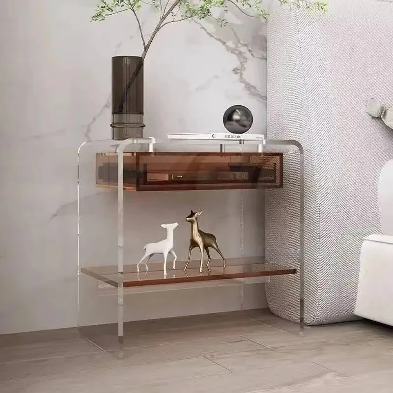 Nightstands Clear Acrylic Side Table Nightstand Storage Modern for Minimalist Small Space Sofa End Bedroom Furniture Bedroom