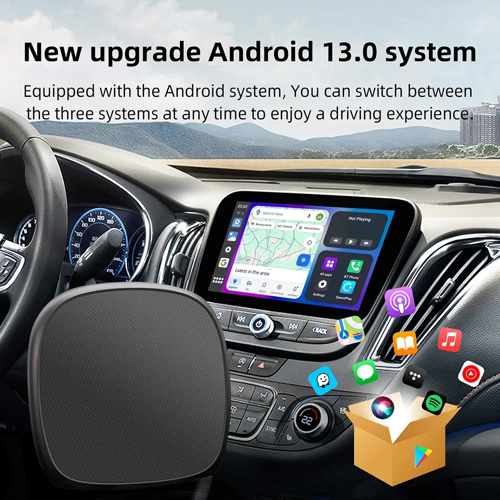 Upgraded versionWireless Carplay Android Auto 4+64GB Android 13 Plug and Play youtube netflix Adapter Ai Box