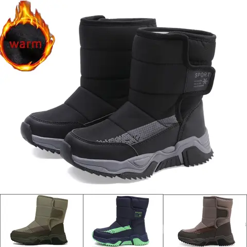 Children's Snow Boots Winter High-Top Children's Magic Tape Cotton Shoes Students  Outdoor Comfortable non slip thick sole Boots