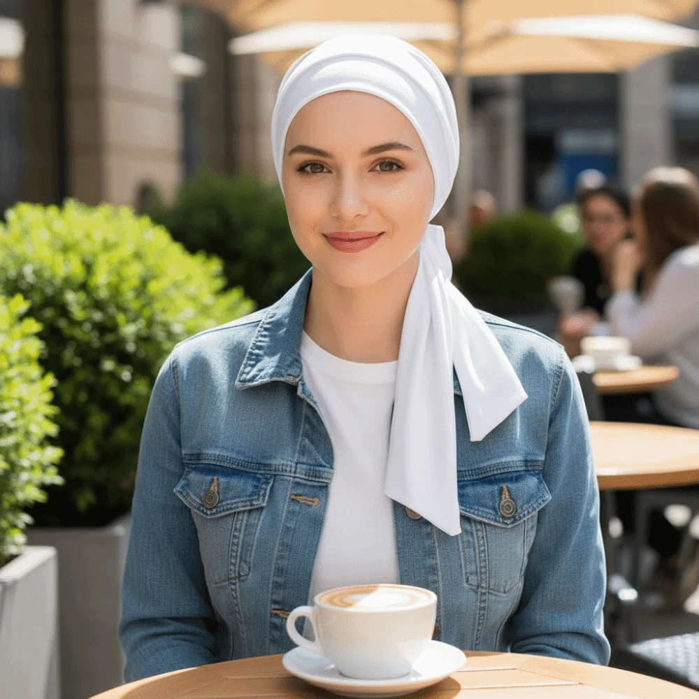 

Lightweight Solid Color Headscarf Hat Breathable Stretch Chemo Hat Pre-Tied Long Tail Hijab Islamic Use