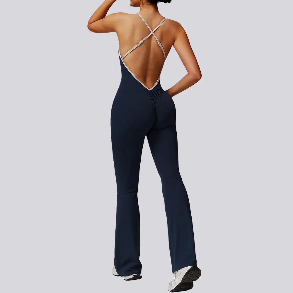 

Женский костюм для йоги, спортивная одежда, комплект для спортзала, женские спортивные комбинезоны с перекрестными ремешками для фитнеса, эластичные женские тренировочные боди с эффектом пуш-ап