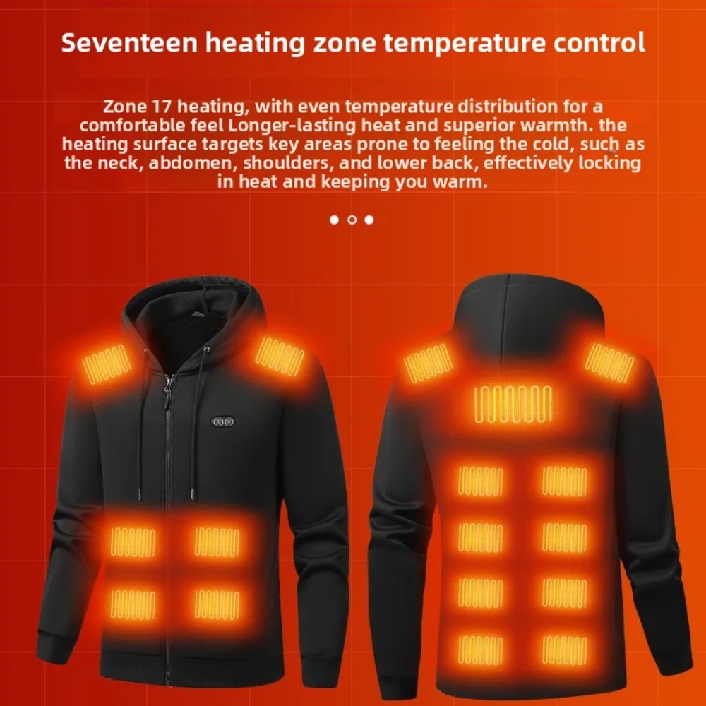2025 جديد الشتاء ساخنة هوديي الرجال في الهواء الطلق صوف مبطن USB سترة التدفئة تسخين كهربائيا ملابس خارجية دراجة نارية الشارع والعتاد