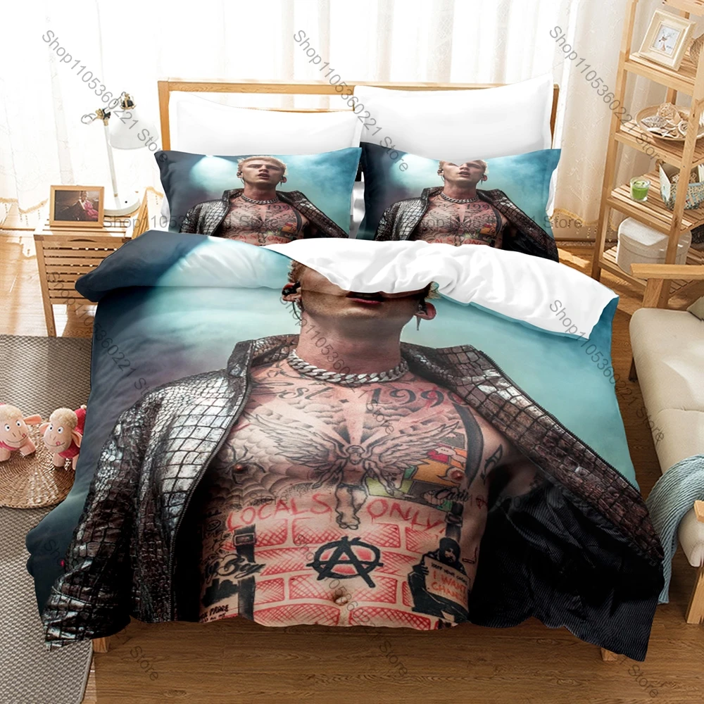 Machine Gun Kelly Fan Merch Duvet Cover + 2 Pillowcases, EST 4 Life Mixtape Art Bedding Set Comfortable Fabric for Collectors