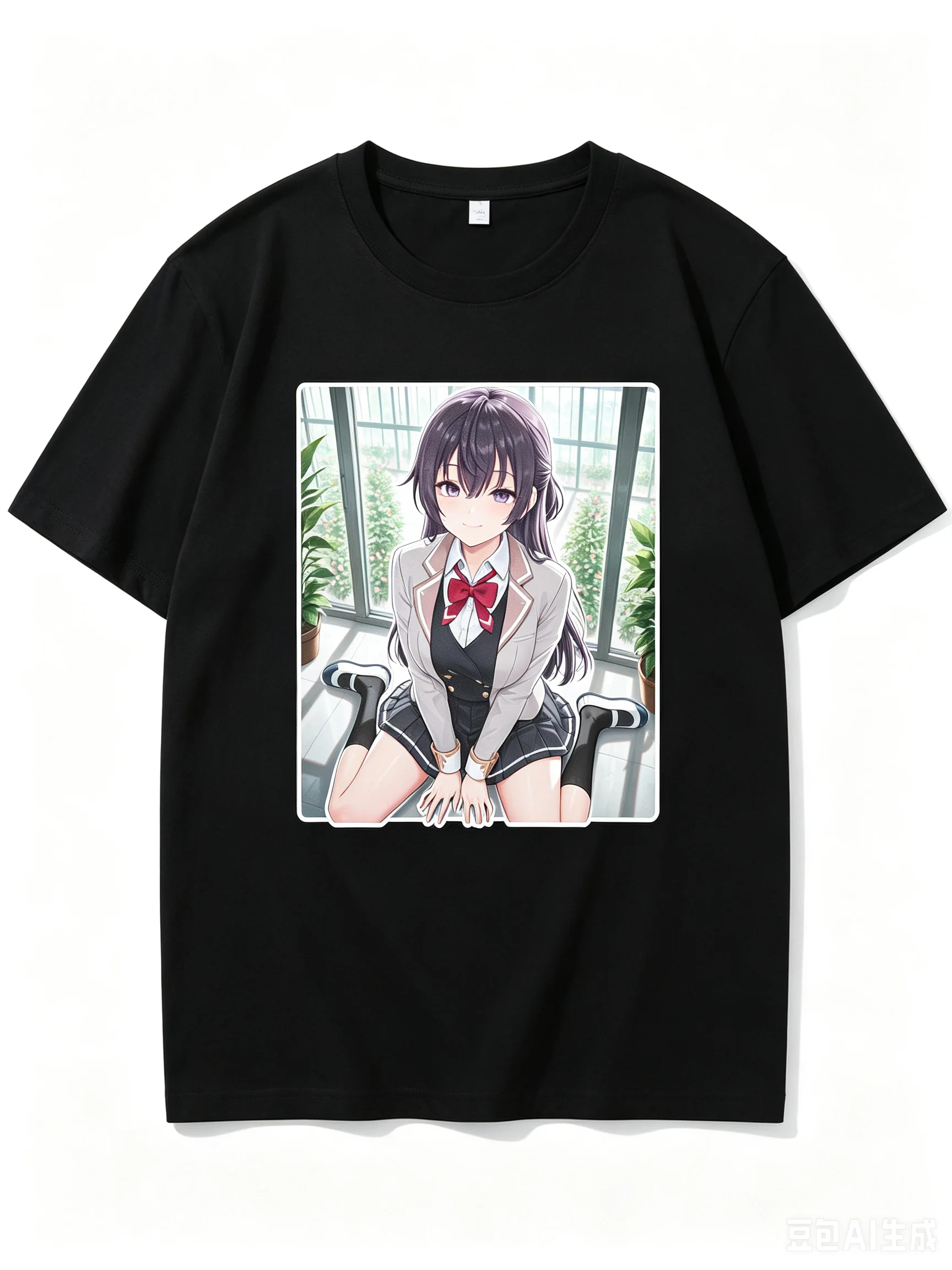 2026 New Unisex Crew Neck Casual Short Sleeve T-Shirt With Indoor Window Kneeling Yuki Suou Square Frame Anime Print T-Shirt