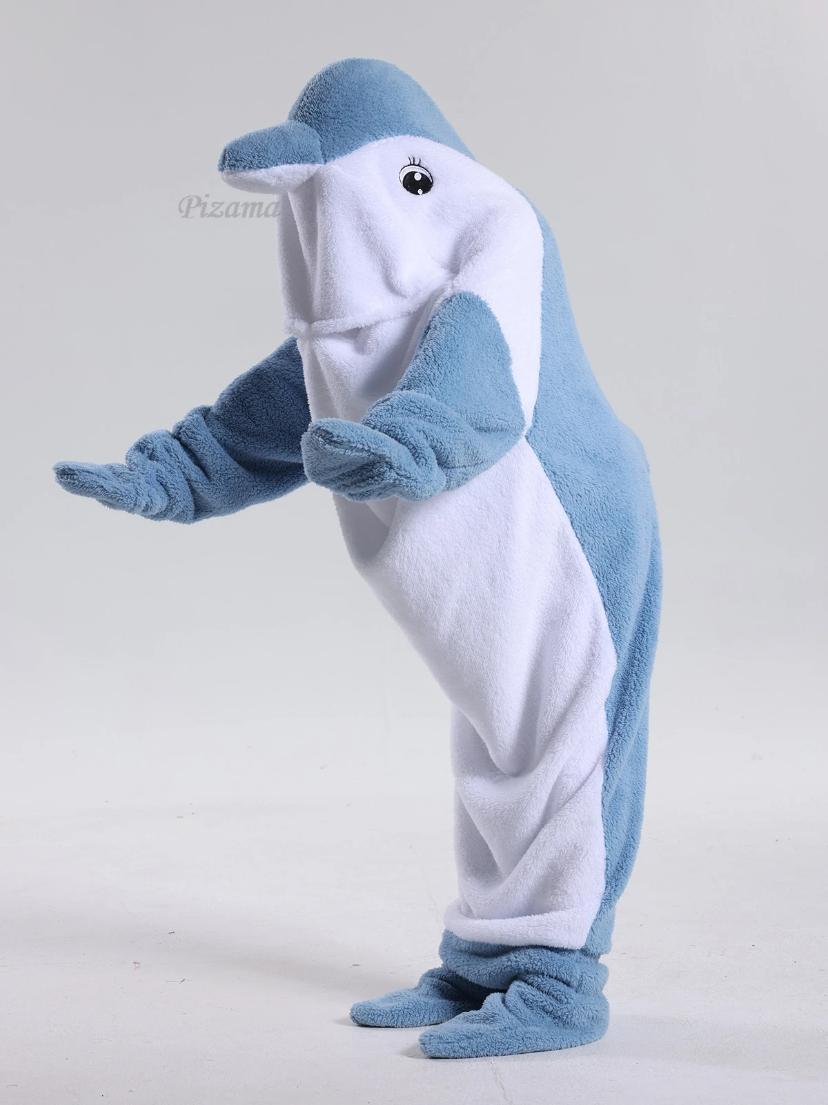 Family Fashion Halloween Cosplay Costume Adult One Piece Dolphin Shark Pajamas Hooded Wearable Sleeping Bags Men\'s Onesies