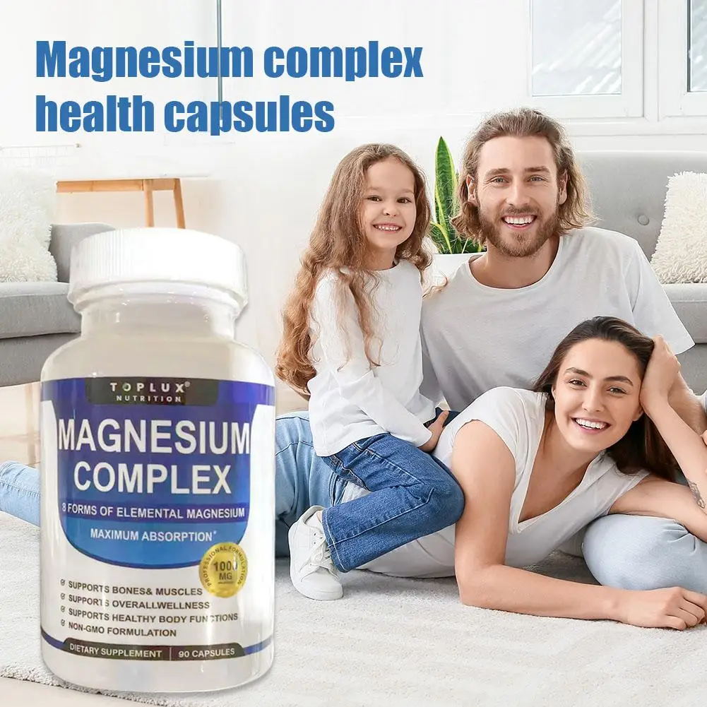مجمع المغنيسيوم - يدعم صحة العظام والعضلات والعصب والقلب، ويخفف التوتر، ويحسن الهضم، ويعزز الصحة العامة