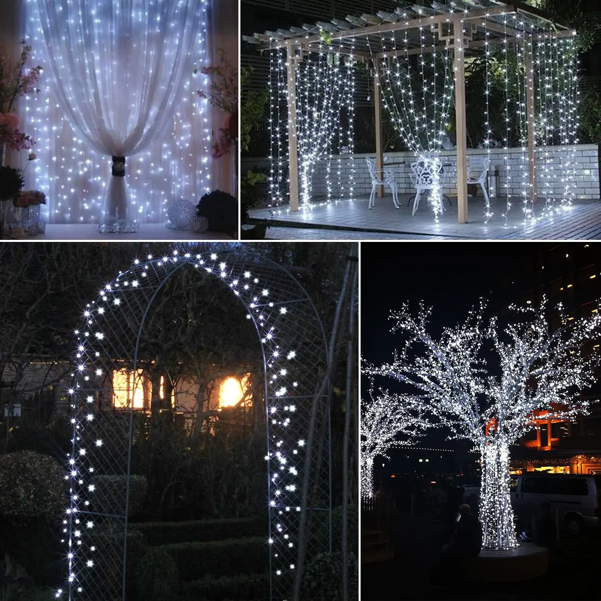 Guirxiété Lumineuse de Noël à 1000LED, Rideau en Fil d'Argent, Étanche, Décoration de ixde Vacances, 2024