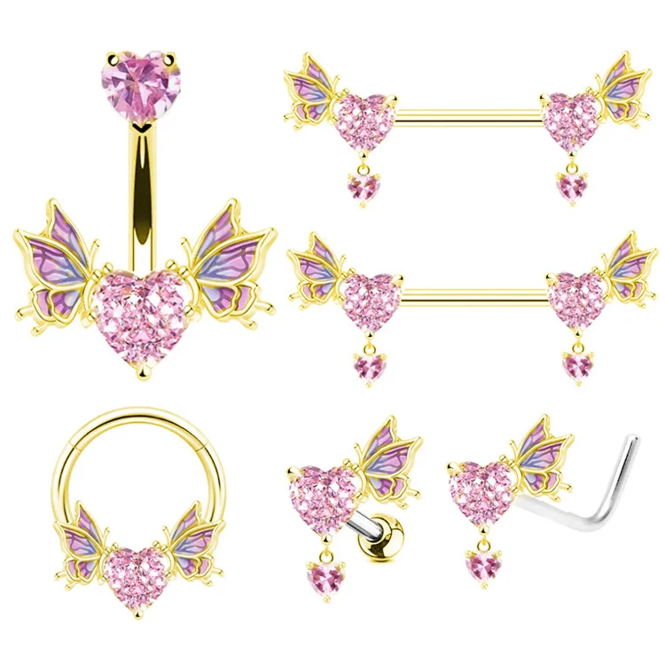 

Nipple Barbell Belly Button Ring Heart Nose Stud Earring Women's Faion Jewelry Fre out New Sle ex Acco...