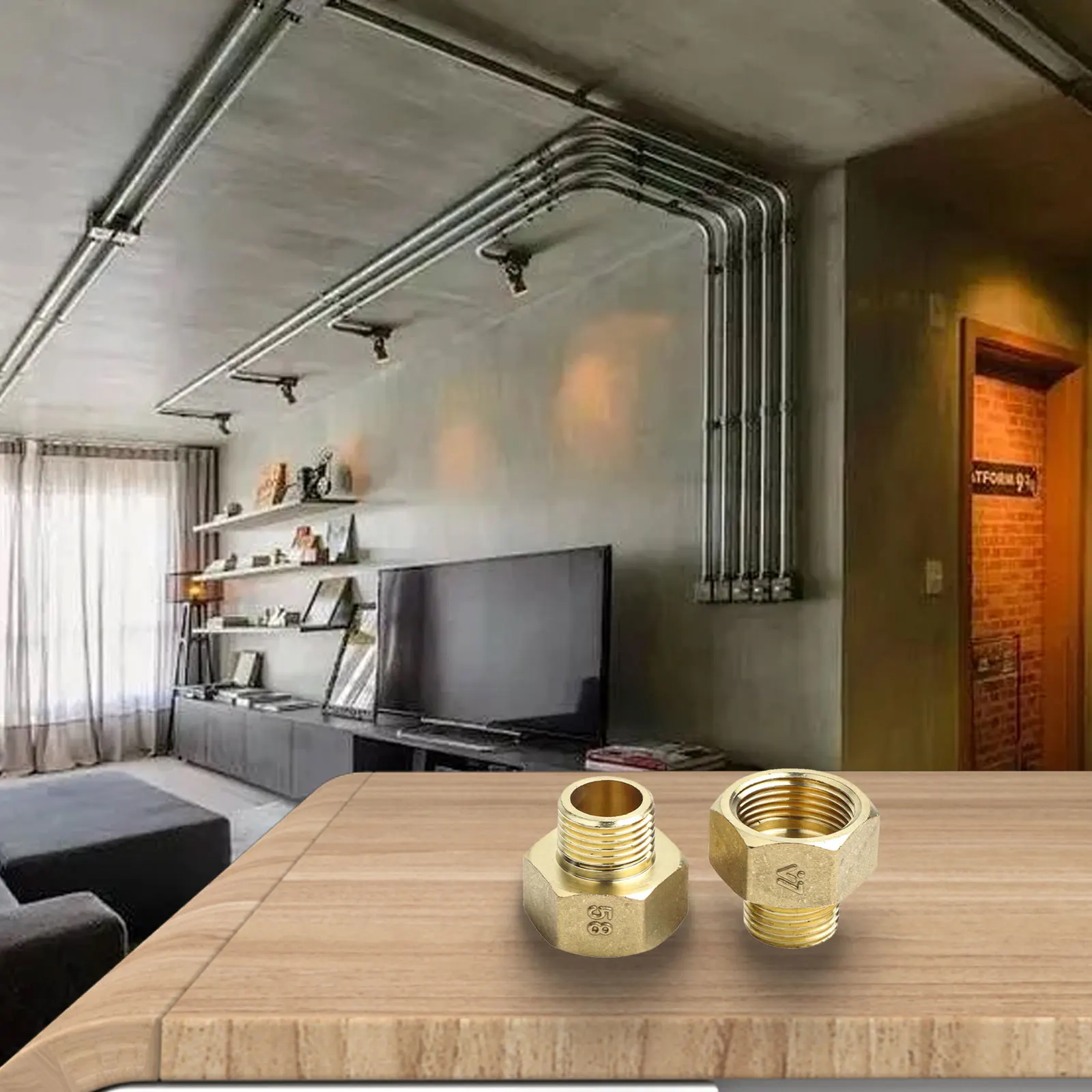 Reducing Connector Threaded Adapter Quality Brass Hex Bushing Connector Pack of 2 for Industrial Pipe Connections