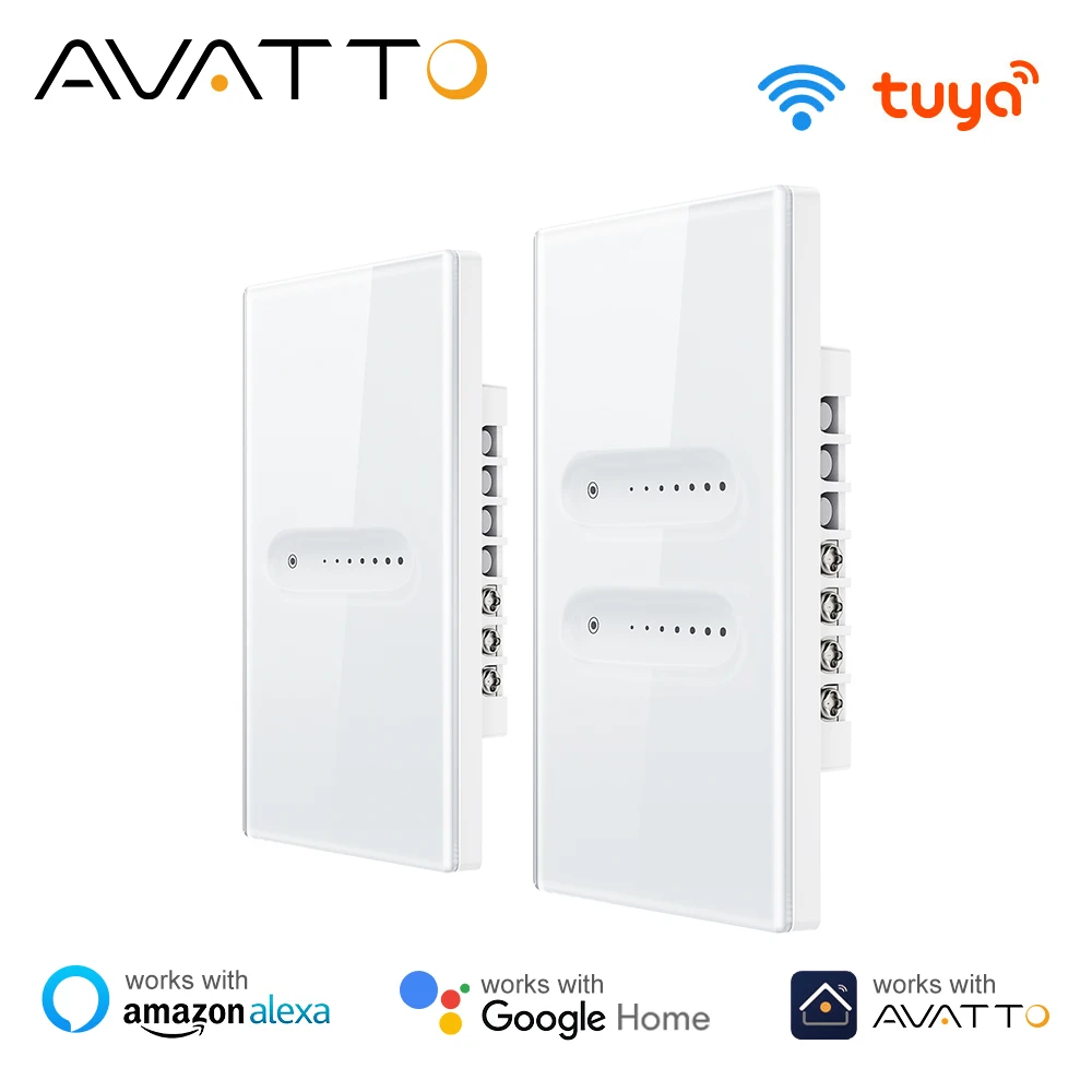 

AVATTO Tuya WiFi Smart Dimmer Switch 1/2 Gang Dimmer Light Switch Сенсорная панель APP Дистанционное управление работает с Alexa Google Home