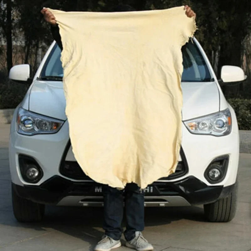 Natural Chamois Leather Car Cleaning Cloth Genuine Leather Wash Suede Absorbent Quick Dry Towel Streak Free Lint Free