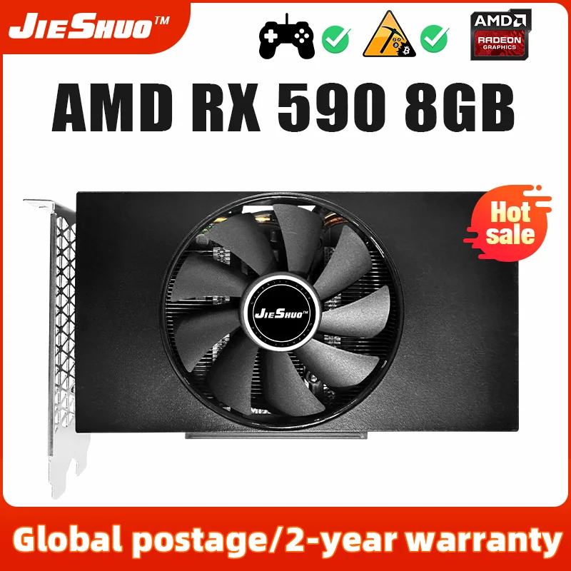 

JIESHUO AMD RX 590 8 Гб 2304SP GME видеокарта GDDR5 GPU 256Bit rx590 8g для компьютера, настольного ПК, киберспорта, игровой офис 590 rx