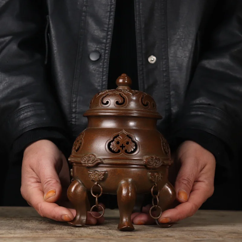 Guyunzhai Antique Collection Copper Emperor Stove Metal Incense Burner Home Decorative Crafts