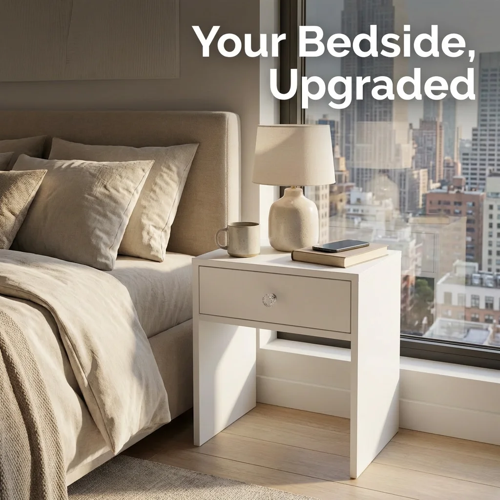 

Белая тумбочка-табурет 2-в-1 - компактный приставной столик для хранения вещей в небольших помещениях