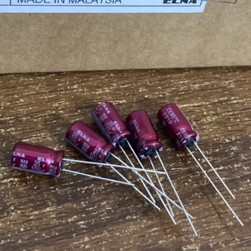 

10PCS 100UF 35V ELNA Audio Capacitor 35V 100UF 6X11 RA3 Purple Red Robe