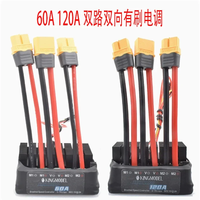 

Dual channel bidirectional brushed electric adjustable 60A/120A up to 480A/960A instantaneous PWM signal for tanks/shipsvehicles