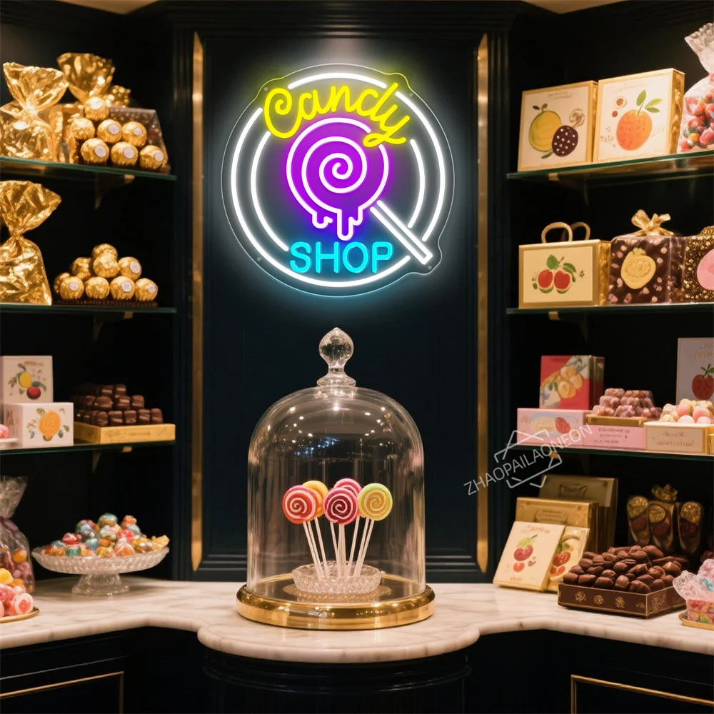Candy Shop  LED Neon Candy USB Powered Neon Sign Night Light Wall Art & Game Room Bedroom Living Room Decor  Candy Bar Lamp Sign - view 5