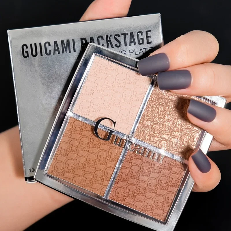 GUICAMI 4 Color Highlight Palette Pearl Blush Face Contour All In One Lasting Water Proof Shadow Makeup Cosmetic