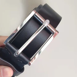 Sangle de ceinture en cuir de vache entièrement Mars avec vis monobloc, broche en titane pur, largeur 35mm, noir