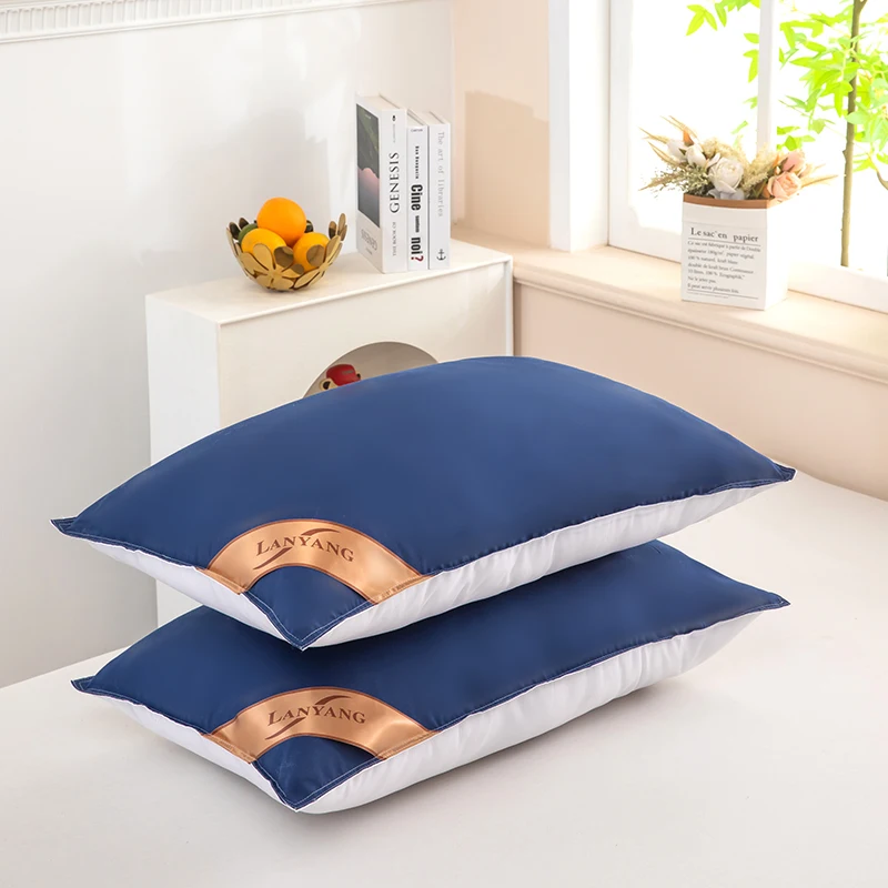 

Роскошная высококачественная двухцветная подушка с двойным швом Bluehite, двухцветная подушка для сращивания, подушка для отеля с высоким отскоком, 5 звезд, подушка для сна в домашней спальне