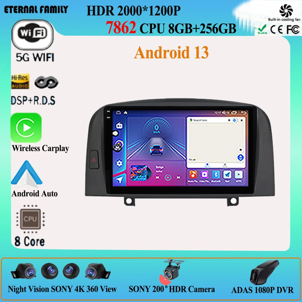 

Android 13 для Hyundai SONATA NF 2004 2005 2006 2007 2008 Carplay Автомагнитола мультимедийный плеер GPS-навигация BT DSP NO 2DIN DVD