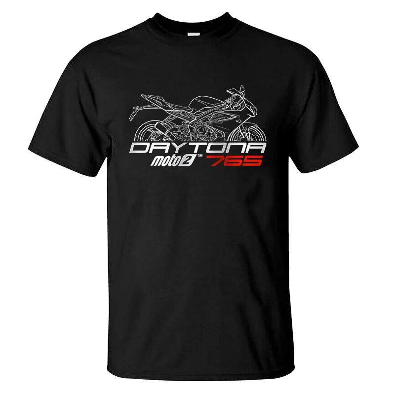 2024 Men T Shirt Casual Triumphs Daytona Moto2 765 T-shirt 2020-2023 Graphic Summer Short Sleeves 100% Cotton S-3XL Cool Tee