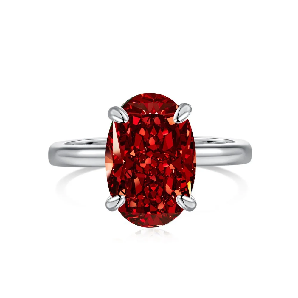 Anillos de plata de ley 925 con granate rojo natural ovalado y rubí para mujer, joyería de moda con piedra preciosa solitaria, anillos de plata.