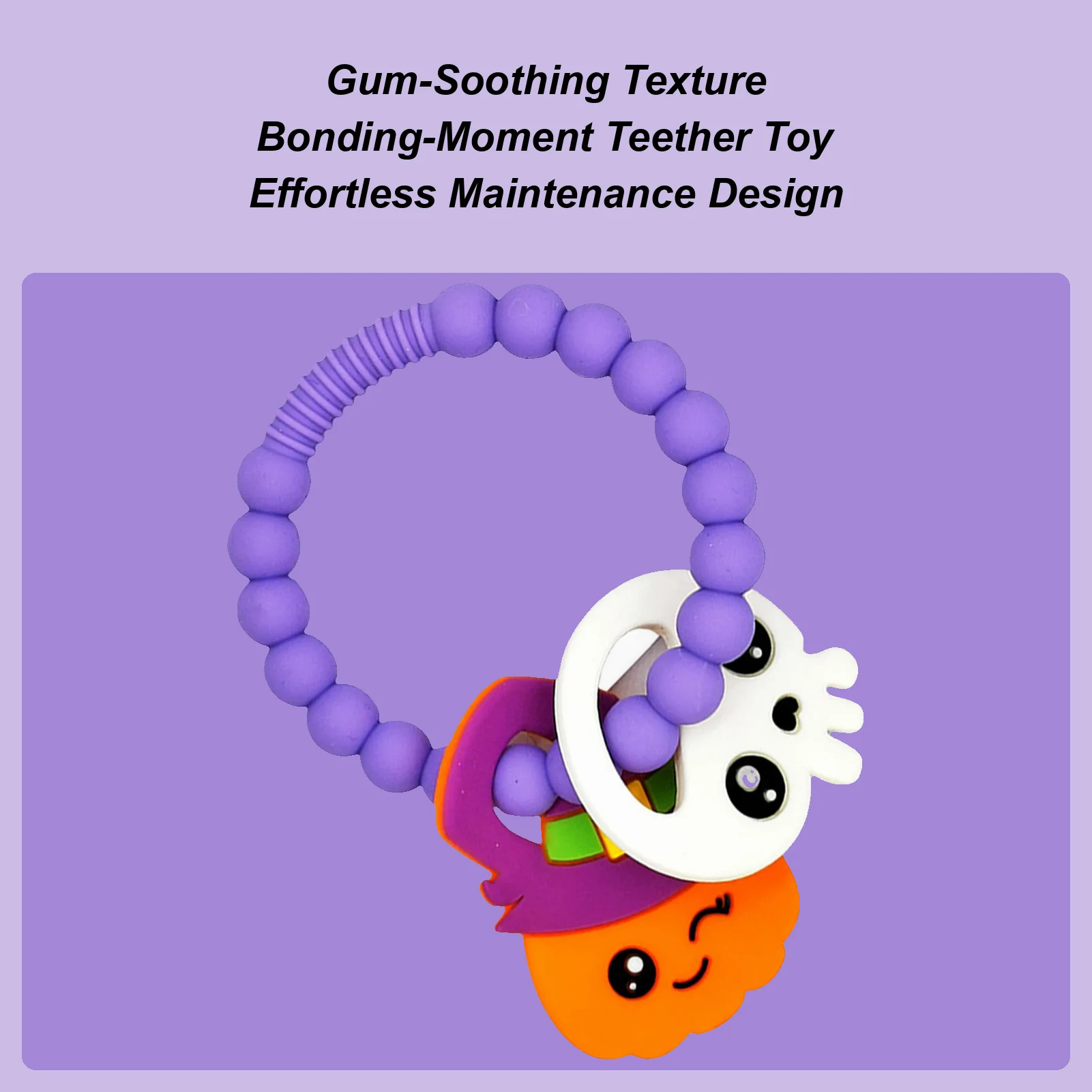 Juguetes para la dentición, masticador de dentición de calidad alimentaria, anillo para masticar con cuentas sonajero para niños pequeños, hogar, dormitorio, viajes, interior y exterior