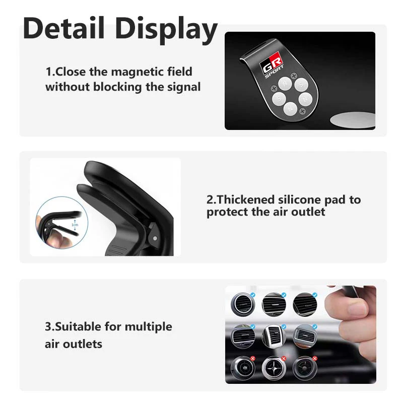 Magnetic Car Logo Phone Holder Air Vent Clip Mount GPS Stand For Toyota Crown Corolla YARIS L Auris C-HR Hilux Vios Rav4 Prius view 3