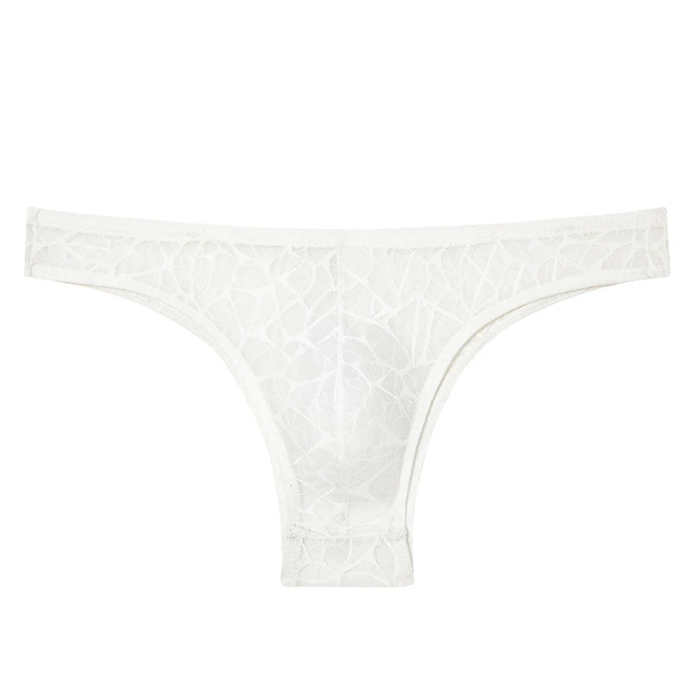1pc Men Lace Hollow-out Briefs LowWaist Translucent Half-covered Butt Underwear Sexy Lace Sheer Lingerie Gay Sissy Pantie