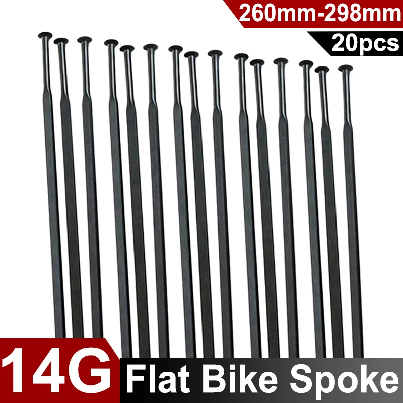 20 Stück Gerade Flache Speichen 14G Schwarzer Stahl Rays MTB Rennrad Speichen 700C Aero 3,0mm Flache Speichen+Messingnippel 260-298mm – Detail 2