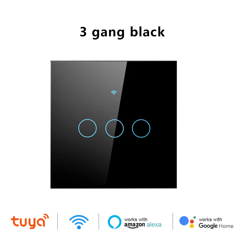 WIFI Wok mit Tuya Smart Touch Lichtschalter EU Drahtloser Fernbedienungs-LED-Lichtschalter Kein Neutralleiter Erforderlich 1-4 Gang Alexa Google