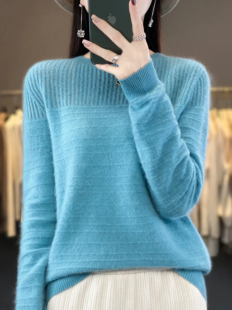 

Aliselect 2023 Fashion Women Sweater 100% Merino Wool Long Sleeve Grace Jerseys Tops Pullovers Mock Neck Autumn Winter Knitwear