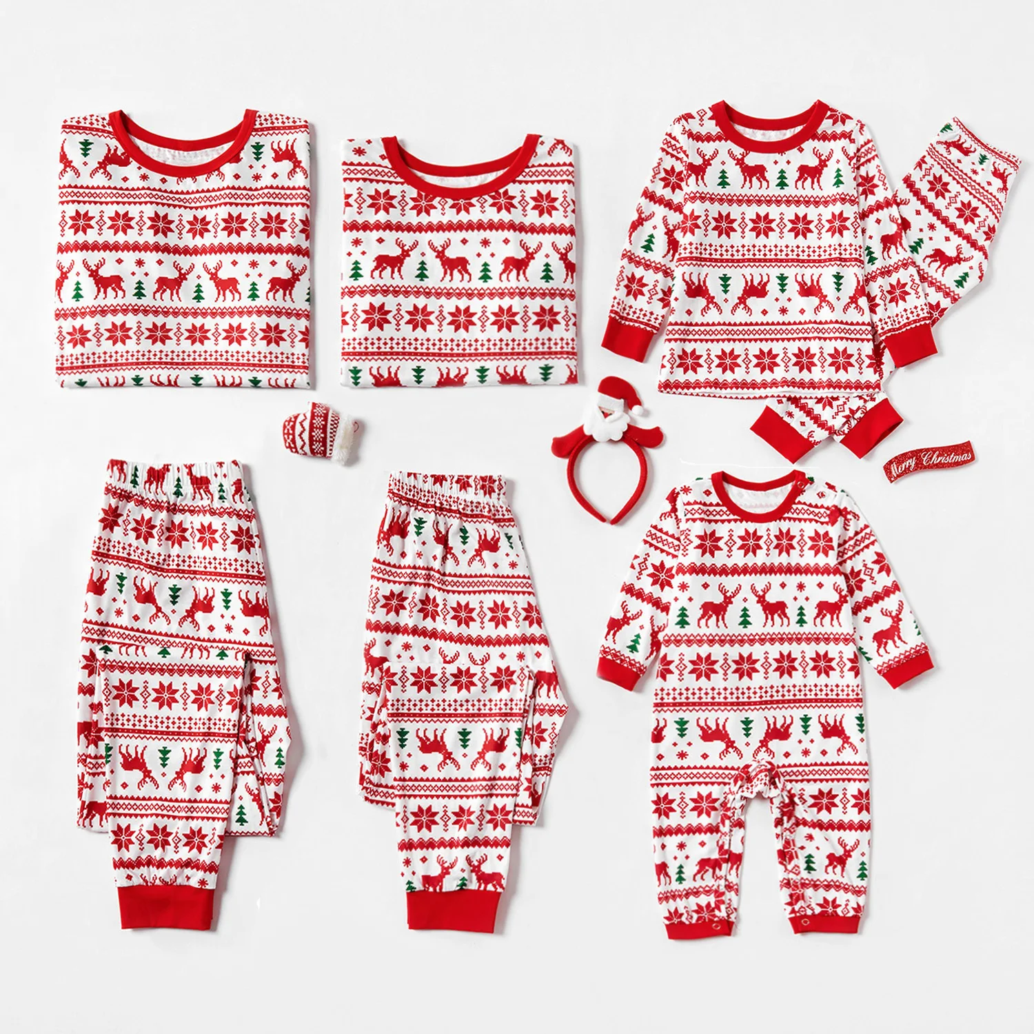 PatPat Merry Christmas Pajamas Set Family Matching Outfits Look Sleepwear Reindeer and Snowflake Clothes Sets (Flame Resistant)