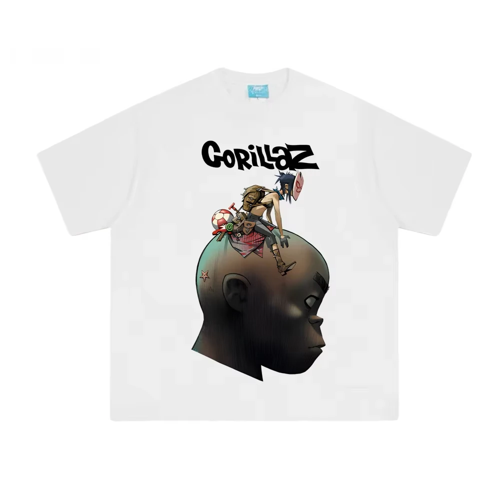 Plastic Beach T-Shirt 2026 New Gorillaz Men T-Shirts Cotton High Quality Same As Official WebsiteTee-shirt Vintage Short Sleeves