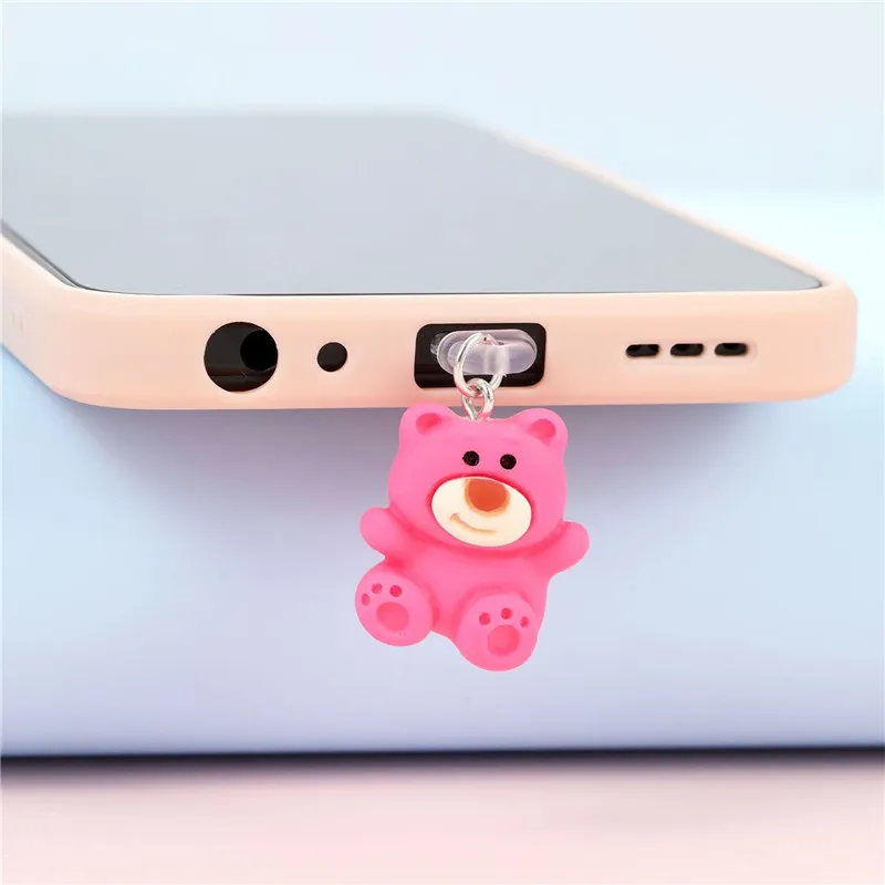 MINISO 3D Lotso Phone Anti-Dust Plug For iPhone Samsung Xiaomi Huawei Type C Android Charging Port Protectors Resin Dustplugs