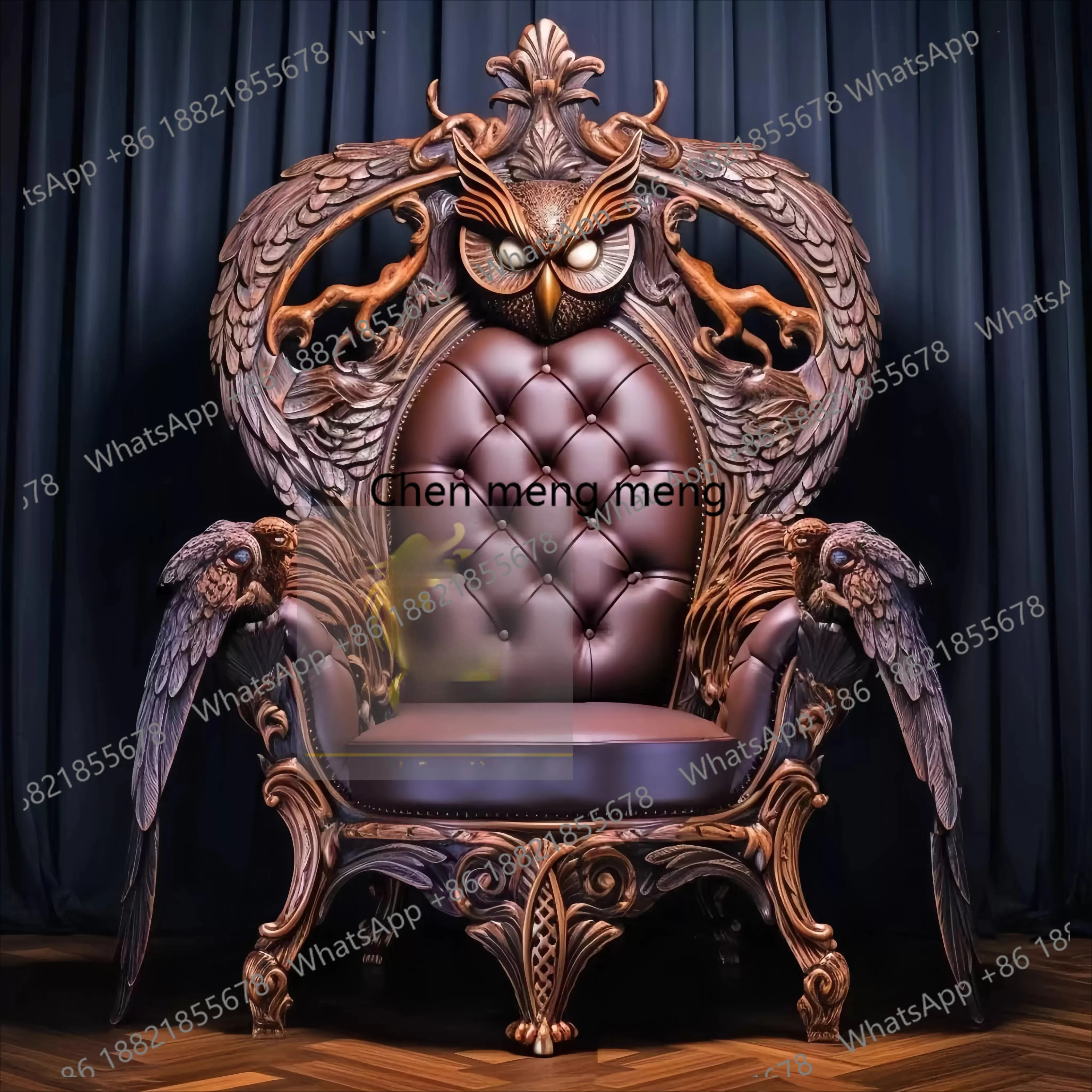 Villa luxury aisle living room furniture solid wood carving flower entrance chair owl totem chair image chair