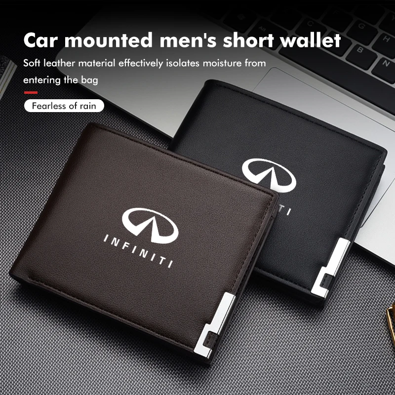 For Infiniti Leather Car Men Short Wallet Purse With Card Holder License FX35 QX60 QX70 QX80 QX50 QX30 Q70L Q60 Q50 Q60S Q30 view 2