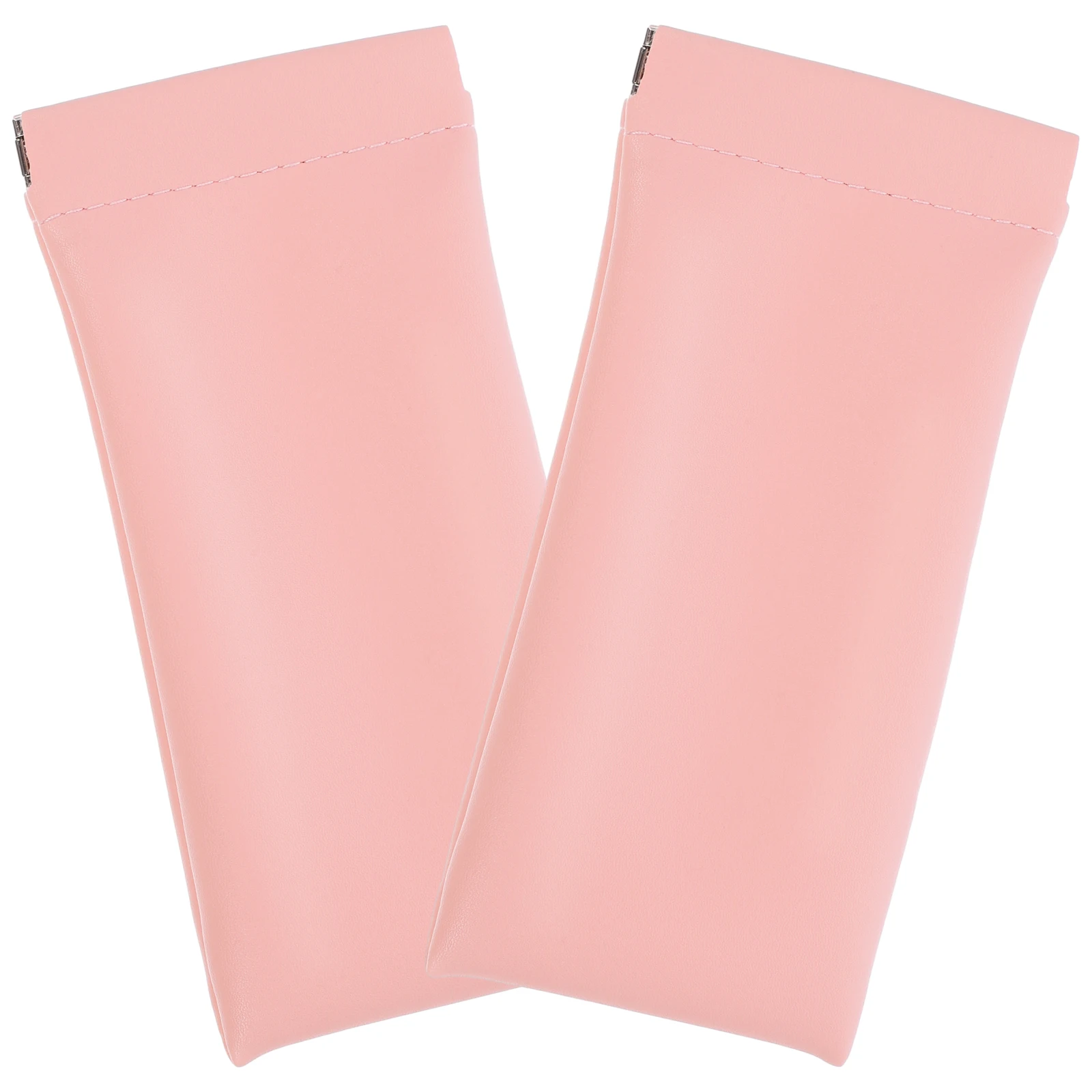 

2pcs Pink PU Glasses Sunglasses Automatic Closure Sunglasses Bag Portable Travel Eyewear Pouch Storage