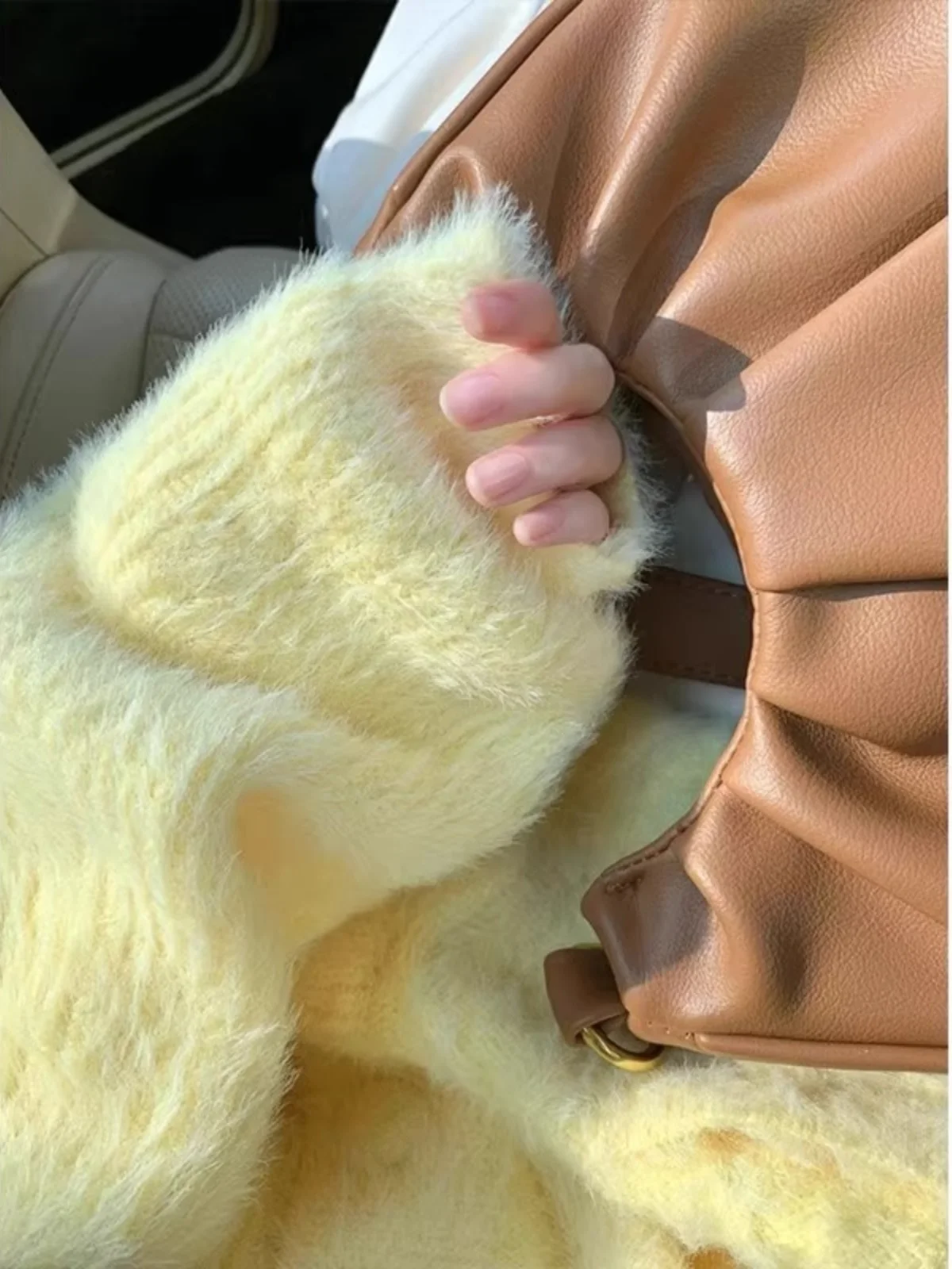 Soft Yellow Knitted V-Neck Cardigan Women\'s Autumn Winter Sweater Jacket Comfortable Korean Style Long Sleeve Regular Fit