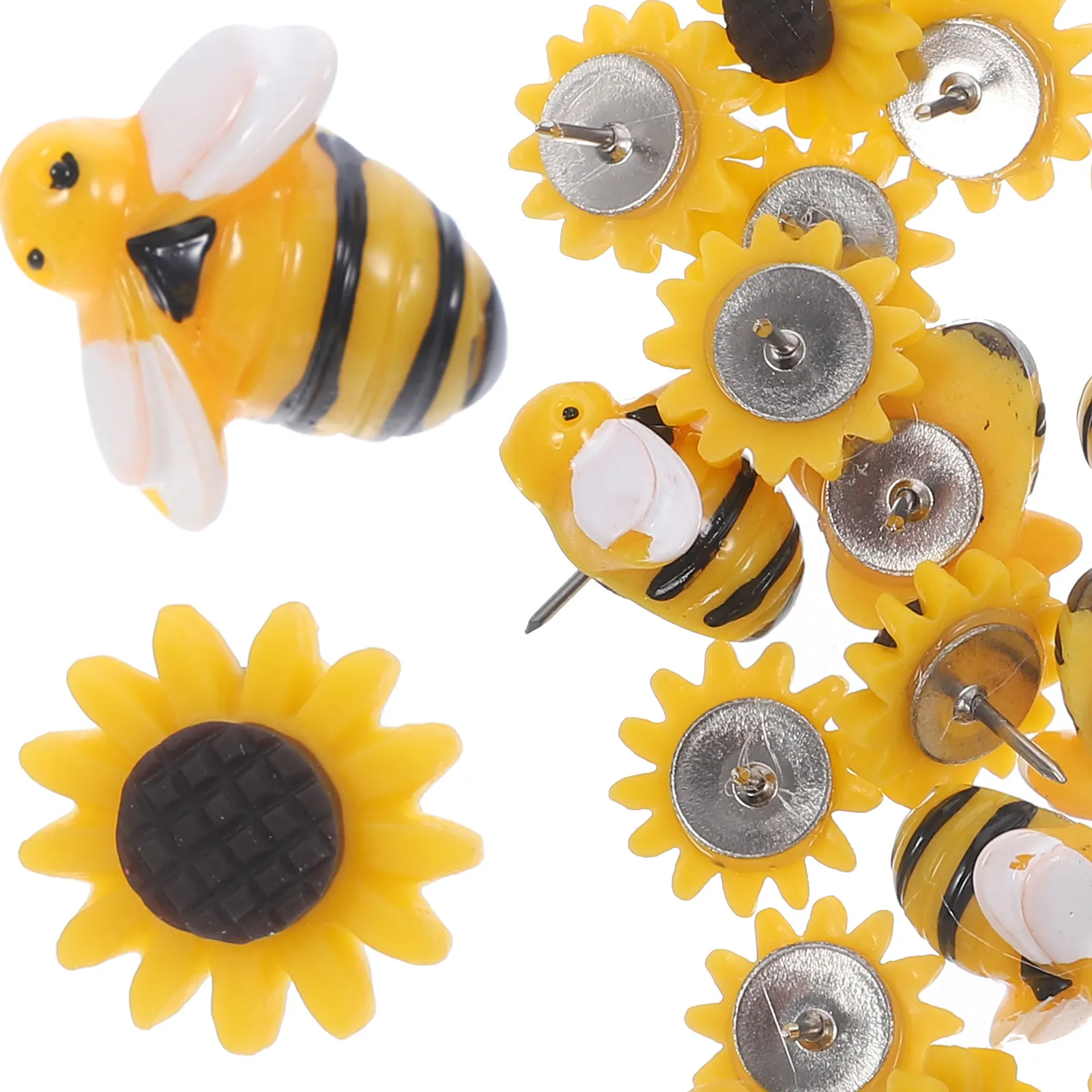 

1 Box Adorable Bee Sunflower Thumbtacks Cute Push Pins for Bulletin Board Fabric Notebook Wall Decor Creative Stationery