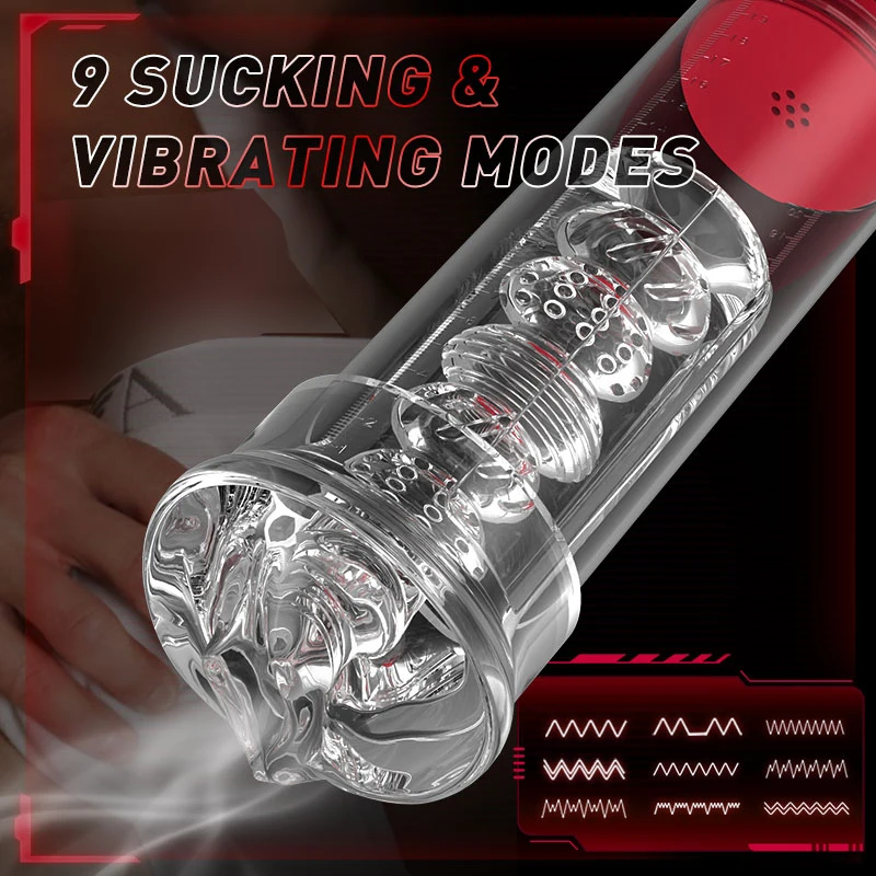 HESEKS 2 in 1 Automatic Penis Pump Vacuum Vibrating Sucking Male Masturbation Cup Penis Enlargement Extender Sex Toys for Men