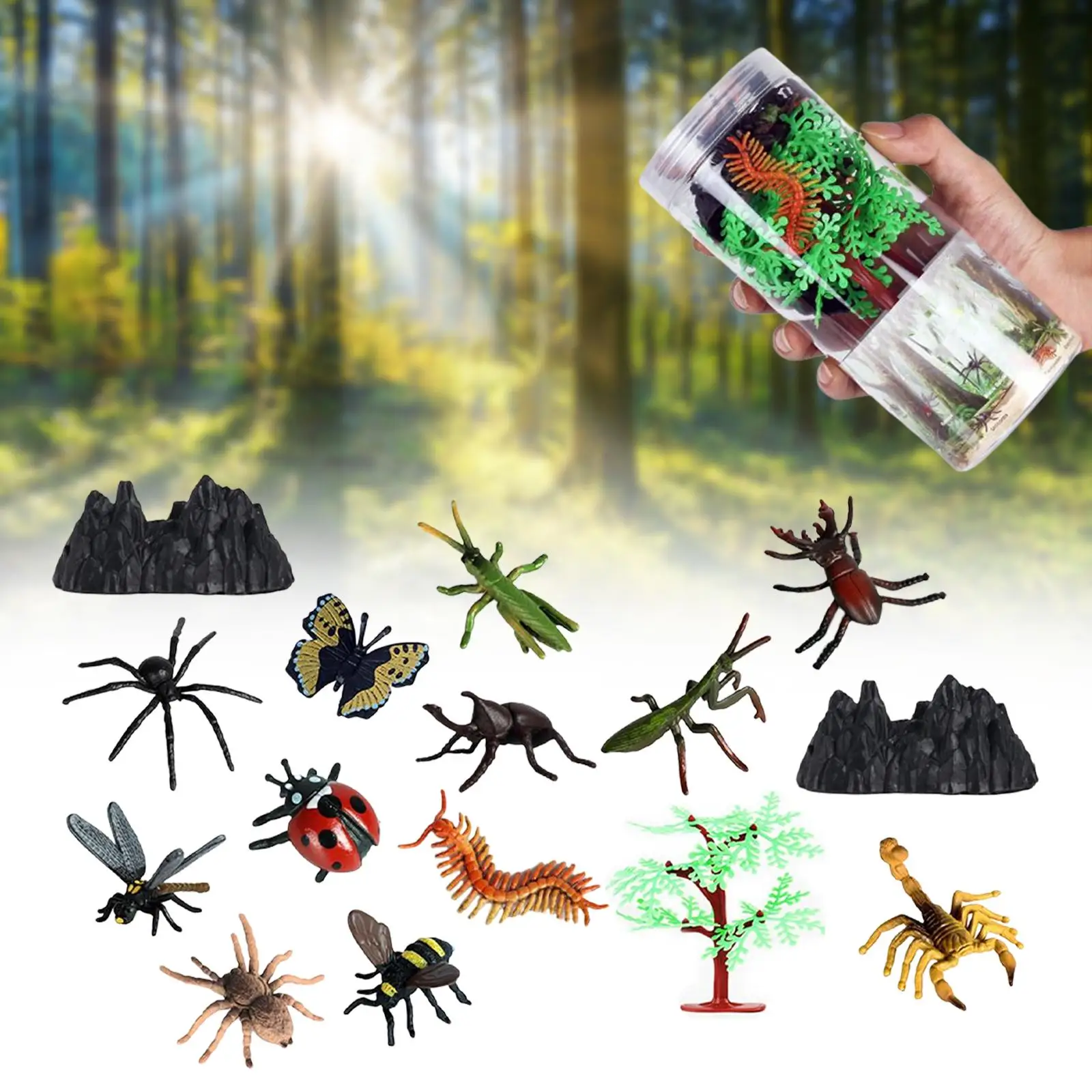 Simulation Insect Figures Miniature Insect Toy Playset Halloween Party Favor for Kids Children