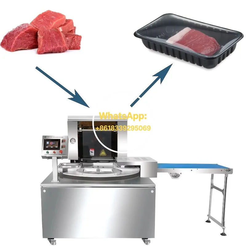 

Electric Industrial MAP Vacuum Sealer Meat Food Tray Sealing Packing Machine Foil Paper Film Options Commodity Chemical