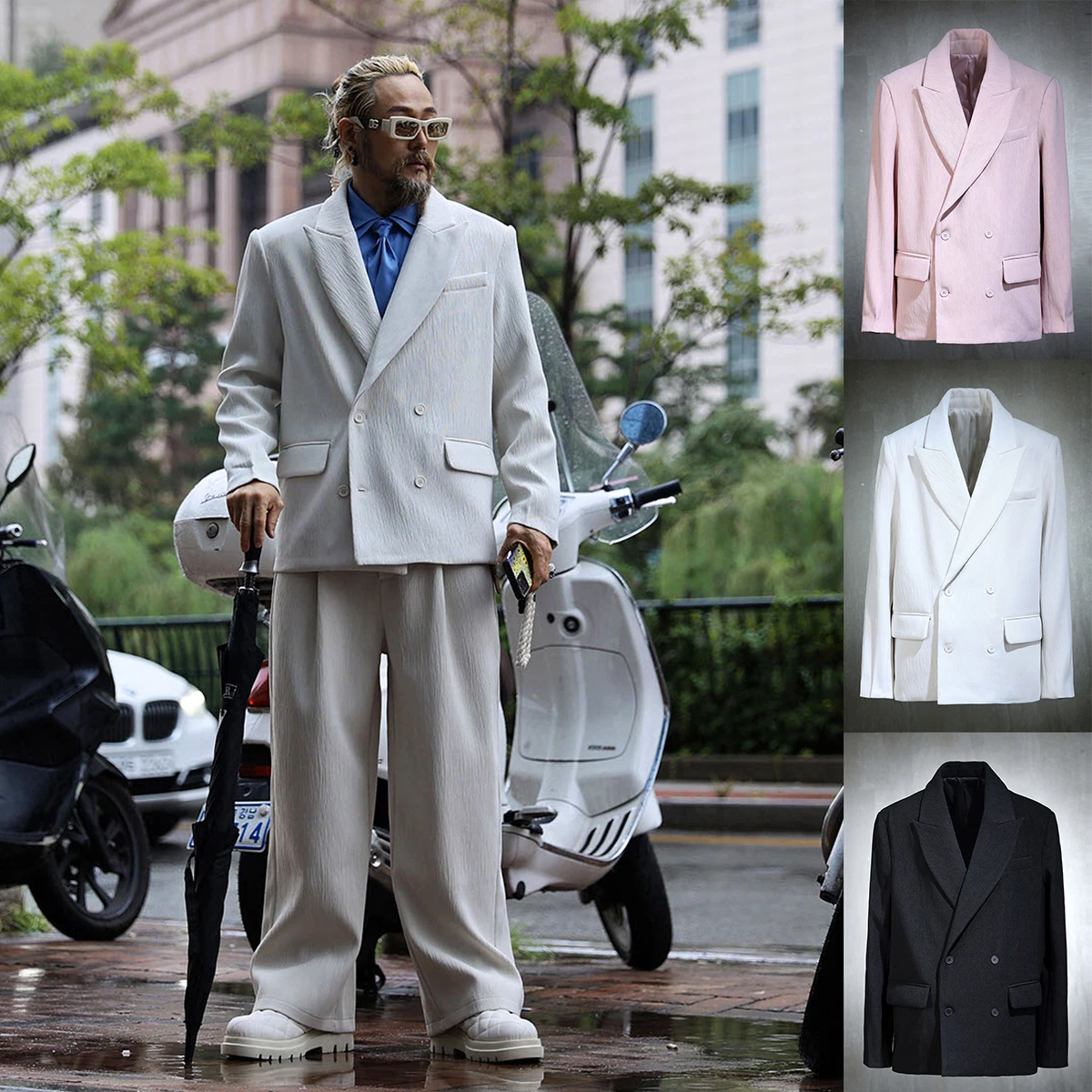 Trajes de boda de ocio para hombres, ropa de novio de doble botonadura, esmoquin de solapa de pico ajustado, fiesta de noche, chaqueta de 2 piezas, Pantalones