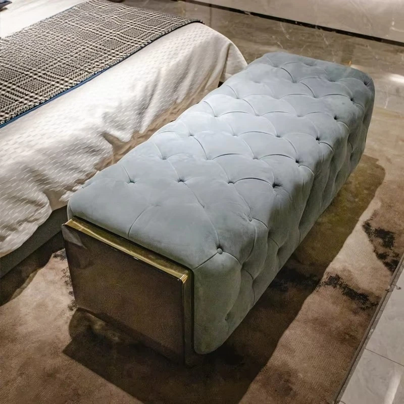 Living room furniture, wooden frame, indoor ottoman storage seat stool, wood trim bed stool, bedroom sofa seat